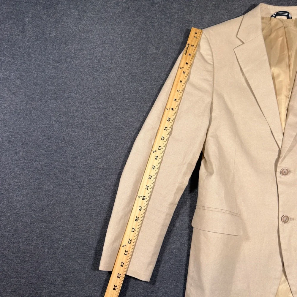 Nautica Sport Coat Mens 38R Beige Linen Cotton Blend Modern Fit Blazer Jacket